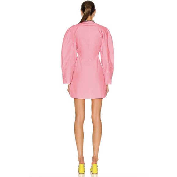 THE ATTICO Lala Mini Dress Bubblegum Pink Long Sleeve - Picture 5 of 6